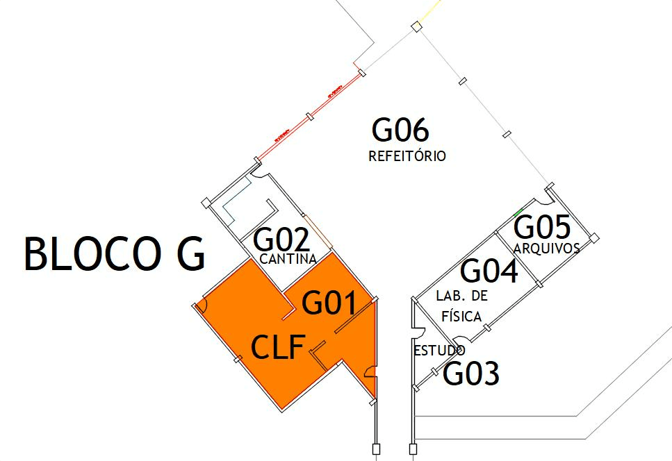 Visão da planta baixa esquemática do Andar Inferior localizado no Bloco G