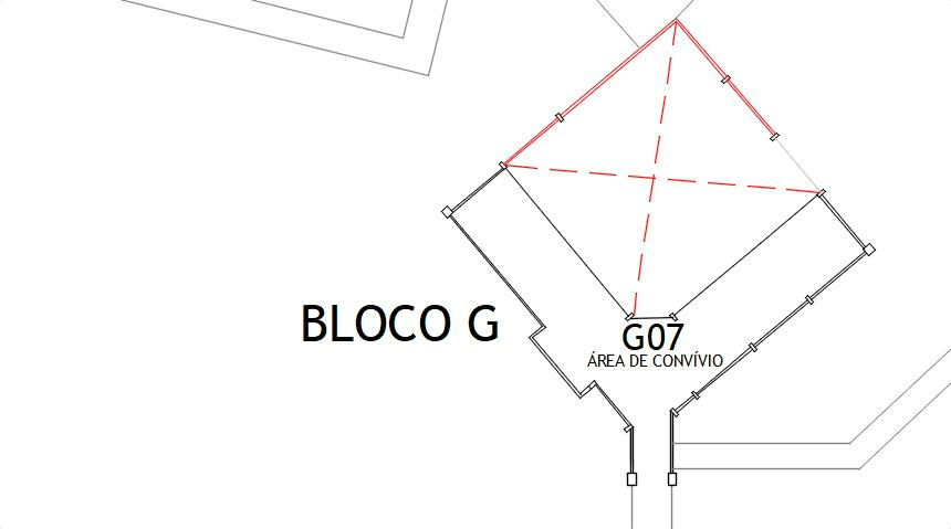 Visão da planta baixa esquemática do Andar Superior localizado no Bloco G