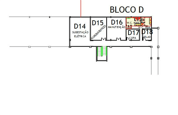 Visão da planta baixa esquemática do Subsolo localizado no Bloco D