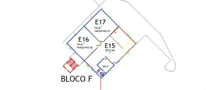 Visão da planta baixa esquemática do Subsolo localizado no Bloco F