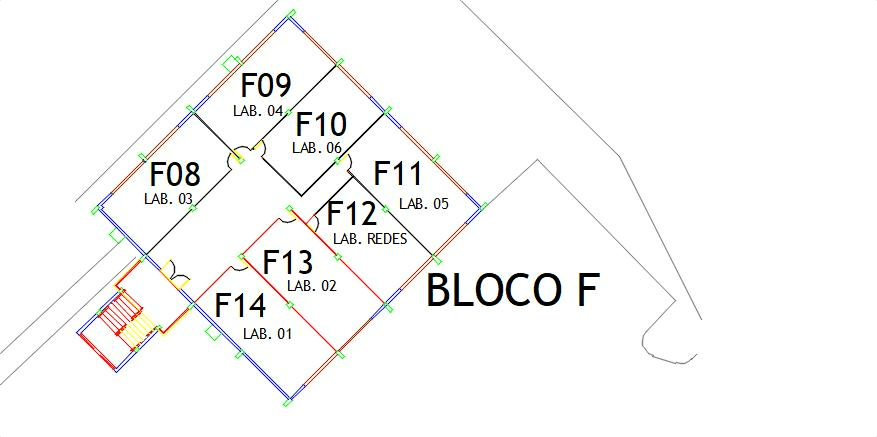 Visão da planta baixa esquemática do Andar Superior localizado no Bloco F
